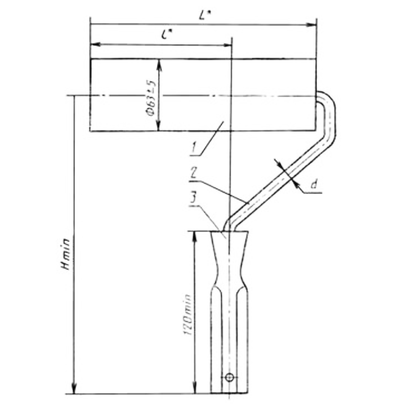 Валик ВП 100, пінополіуретан, діаметр 68мм, довжина ручки min 120мм, загальна довжина 230мм, ДСТУ Б В.2.8-15:2009